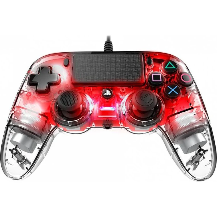 NACON Wired Compact Controller – Rød Transparent (PS4/PC)