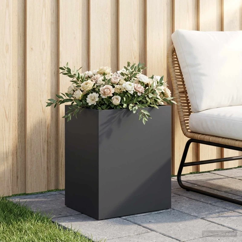 vidaXL Have Blomsterkrukke Sort 40 x 30 x 40 cm i Koldvalset Stål
