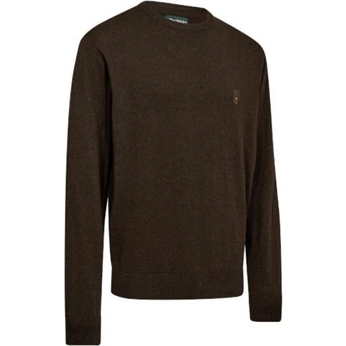 Deerhunter Harrington O-Neck Strik, Brown Melange
