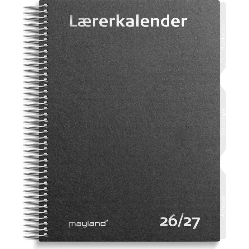 Mayland Studie Lærerkalender A5 Matsort Genbrugskarton 26/27