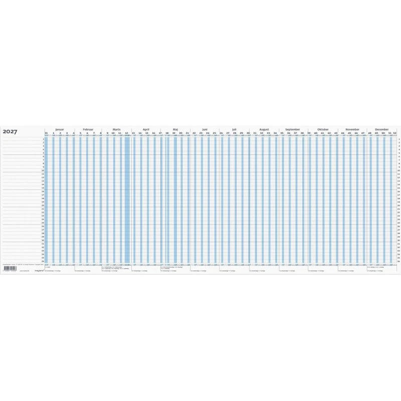 Mayland Projekt Planner 2027 Blå 80 x 30 cm