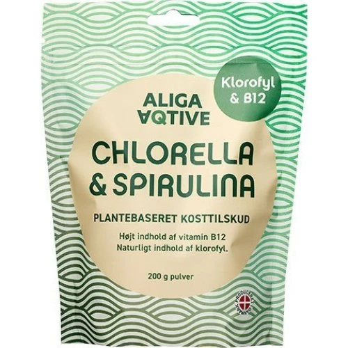 Aliga Aqtive Chlorella & Spirulina pulver 200 g