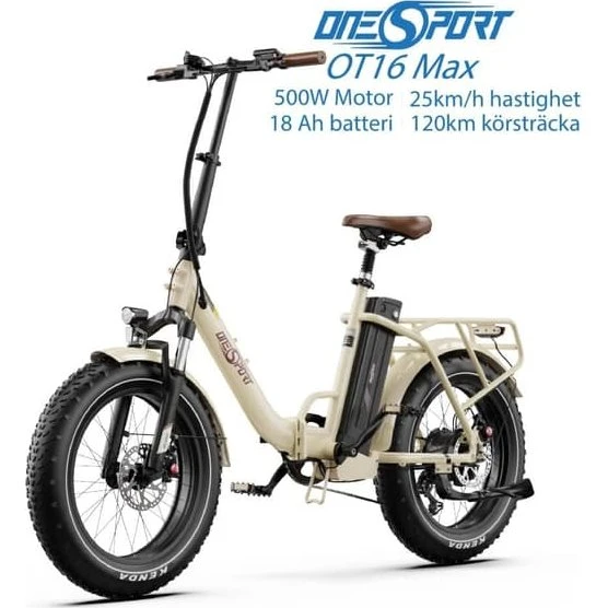 ONESPORT OT16 Max Elcykel - 500W, 18Ah, 20x4,0 dæk