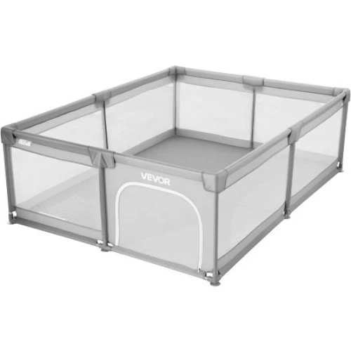 Baby legetøjshegn 200x178,5 cm med sikkerhedsnet og opbevaring