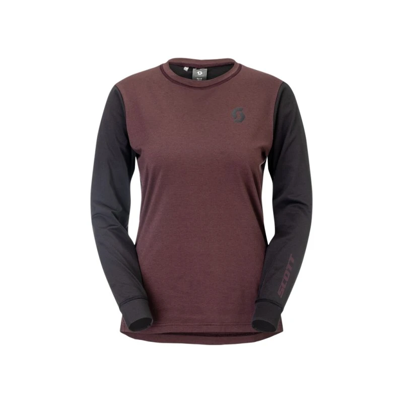 SCOTT Vertic Pro Mid LS Tee Cocoa Red/Sort Dame