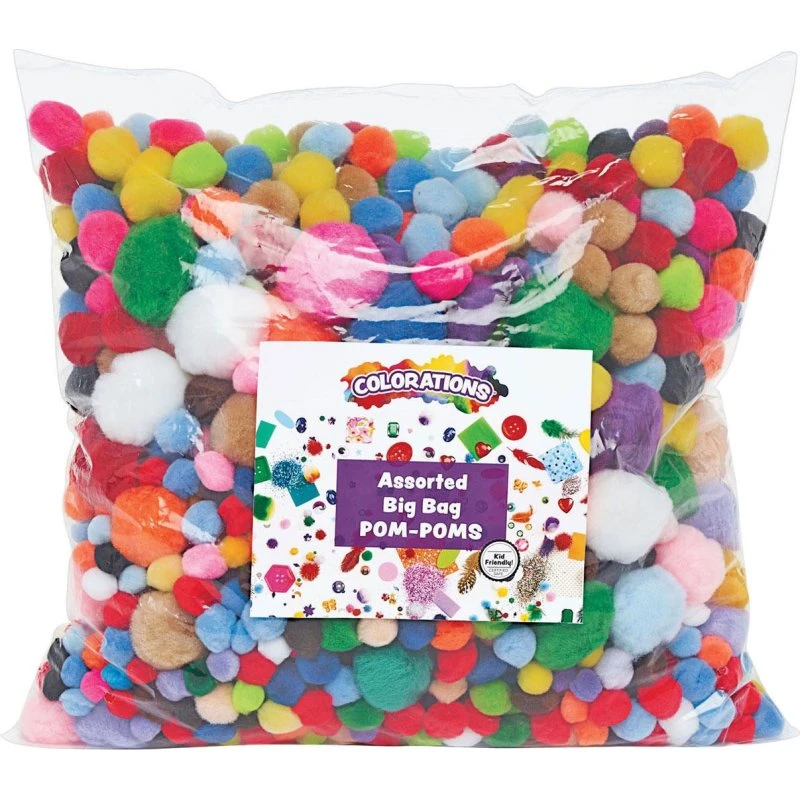 Colorations Pompomer - 450g, 1200 stk. i assorterede farver