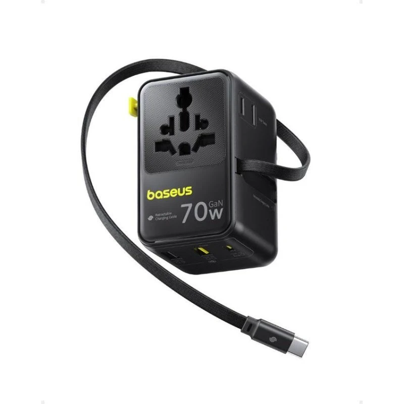 Baseus EnerCore CG11 70W 6-i-1 Rejseadapter med USB-C - Sort