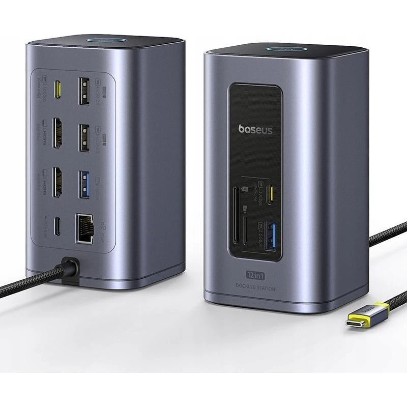 Baseus NU1 Air Spacemate 12-i-1 USB-C Dockingstation - Grå