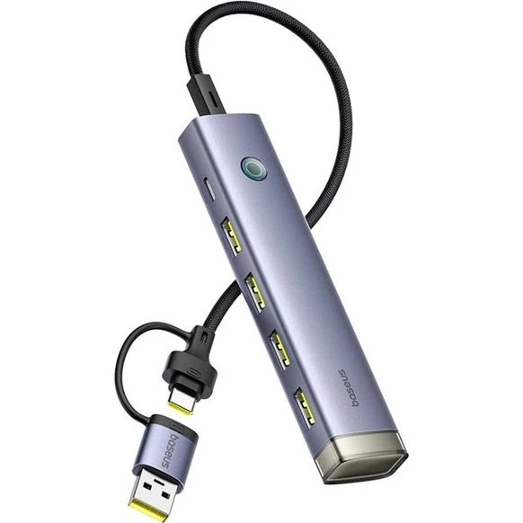 Baseus UltraJoy USB-hub 4x USB-A 3.1 & USB-C, Grå