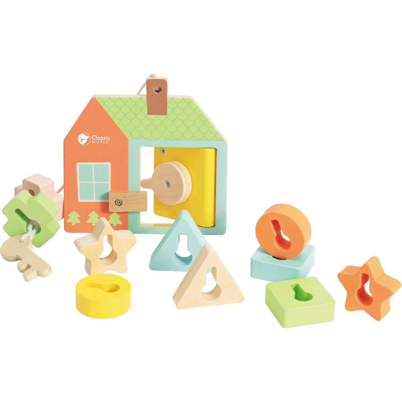 Classic World Wooden Lock Opening Shape Game - 11 dele