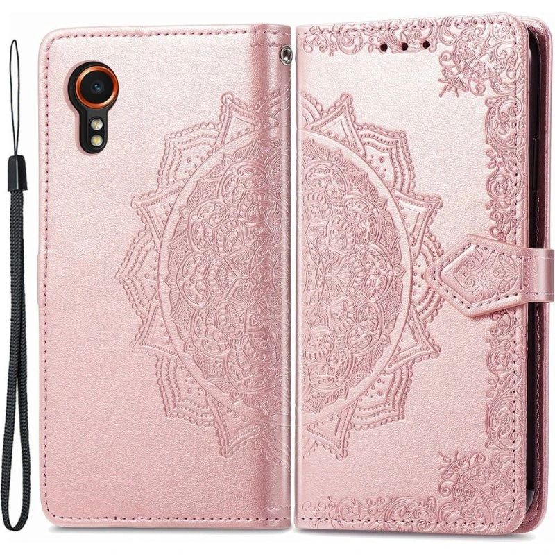 Mandala Samsung Galaxy Xcover 7 læderetui - Rødguld