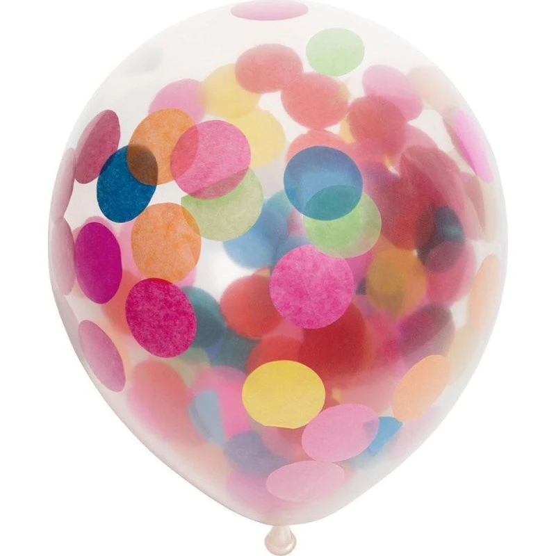 Globos Konfetti Balloner 30cm - 6 stk. Blandede Farver