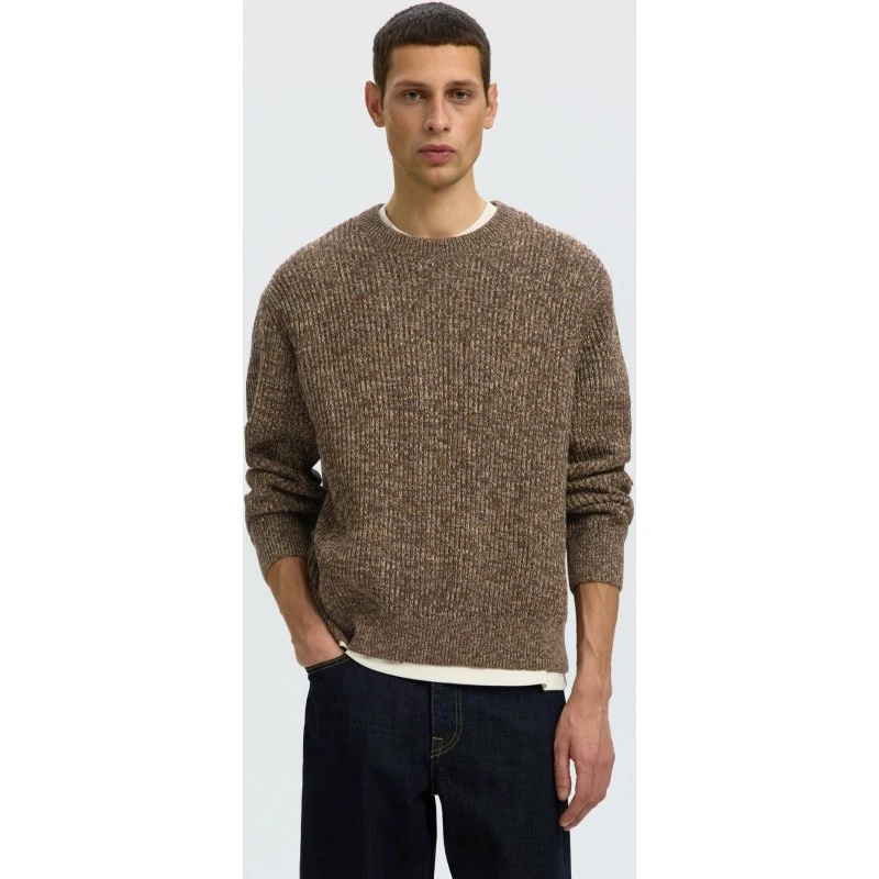 SELECTED Pullover SLHTilum brun-meleret