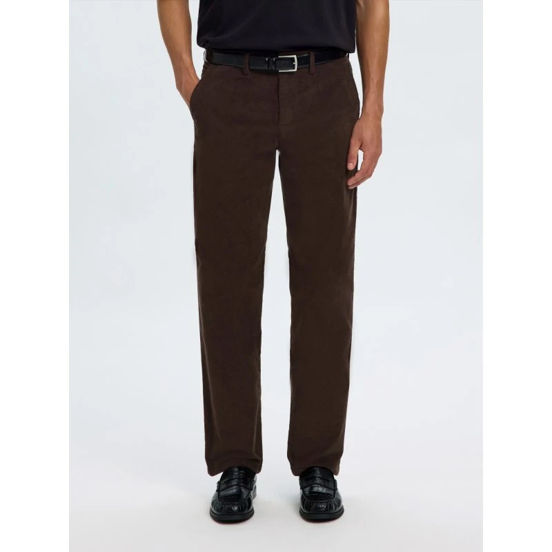 Selected SLHMILES mørkebrune corduroy bukser til dame