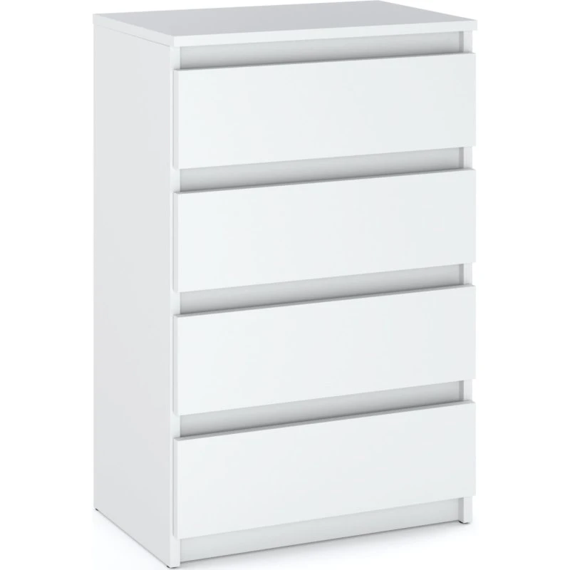 Hvid Kommode med 4 Skuffer – 60 cm TV-skab i klassisk design