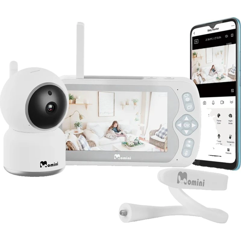Momini BlissEye Babyalarm 5" HD skærm og kamera, Hvid