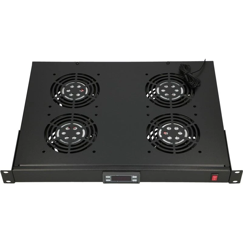 Extralink Ventilatorpanel 19" 1U med 4 blæsere og termostat, sort