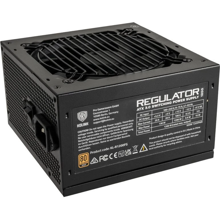 Kolink KL-R1200FG 1200W ATX 3.0 – 80+ Gold, fuld modulær