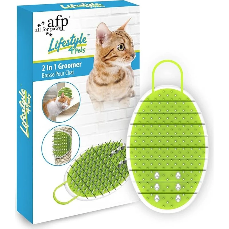 All For Paws Groomer 2-i-1 Kattebørste - 20,3x11x2,2 cm