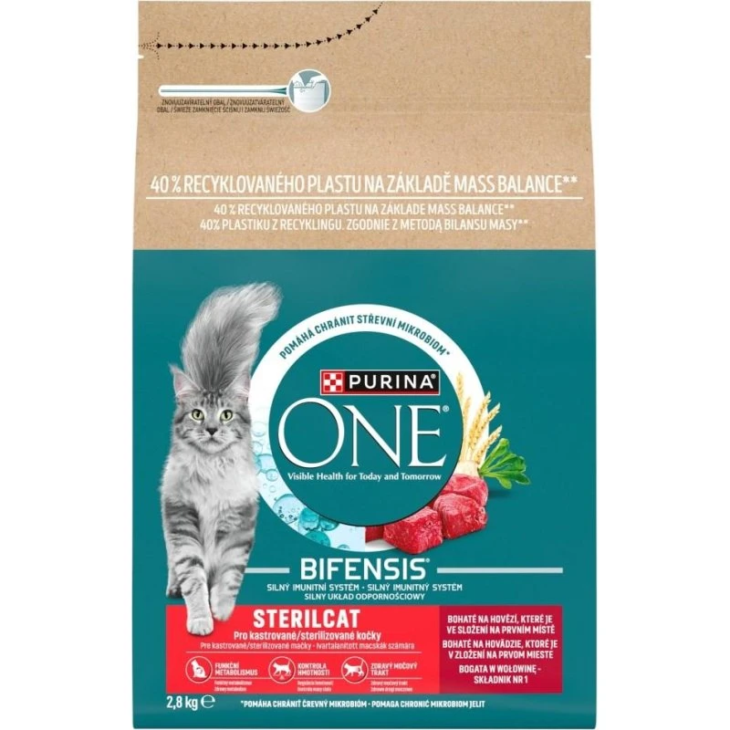 Purina One Bifensis Sterilcat oksekød tørfoder - 2,8 kg