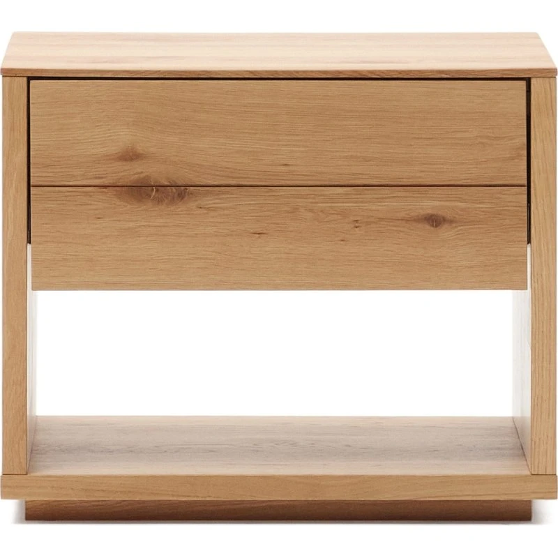 Kave Home Alguema Sengebord i Egefiner med Skuffe - 60x40x50 cm