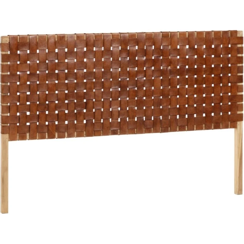 Kave Home Calixta Sengegavl i Teak og Læder (135-150 cm)