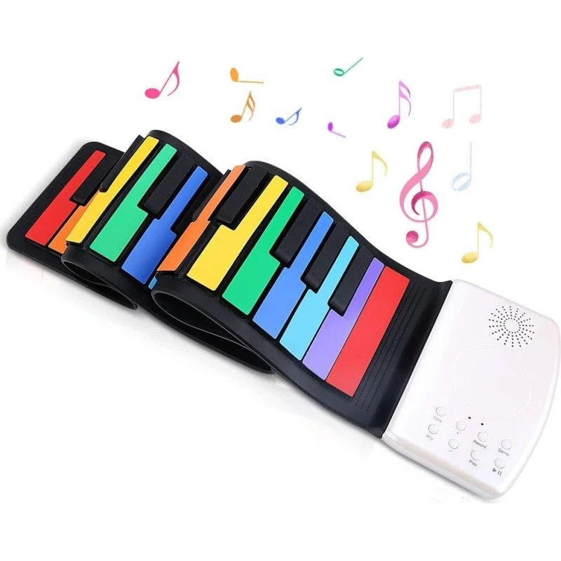 Moye Rainbow Roll Up Piano - 49 tangenter i blød silikone