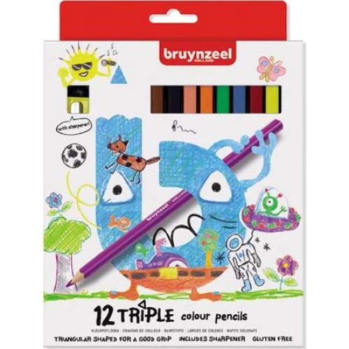Bruynzeel Kids Triple Farveblyanter - 12 farver