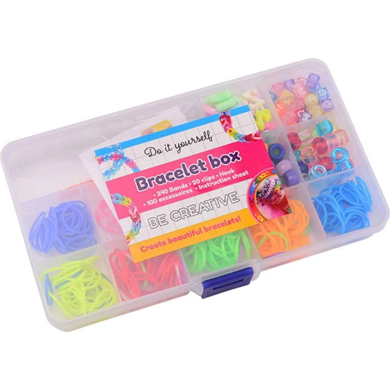 Johntoy Loom Bands Sæt med 29650 elastikker, perler og opbevaring