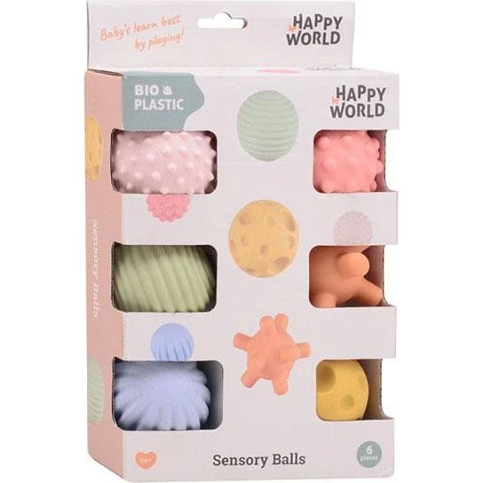 Happy World Bio Motoriske og Sanselige Bolde - 6 stk. Pastel