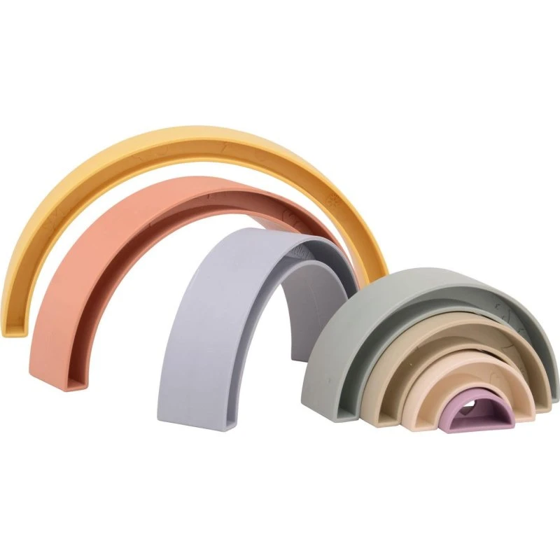 Johntoy Happy World Plastic Stack Rainbow i pastelfarver