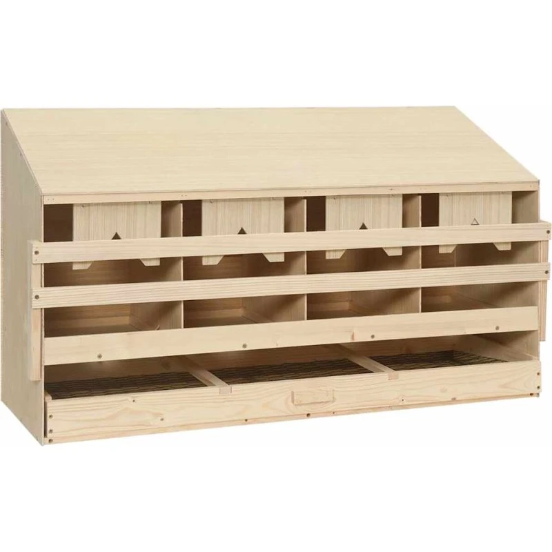 vidaXL Redekasse til høns med 4 rum i fyrretræ, 106x40x59 cm