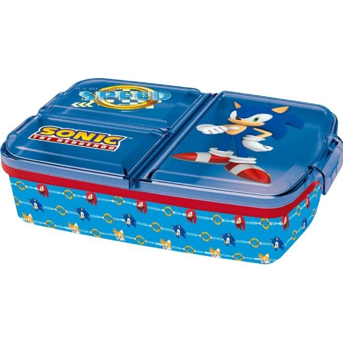 Sonic madkasse til børn - 3 rum, blå (BPA-fri)