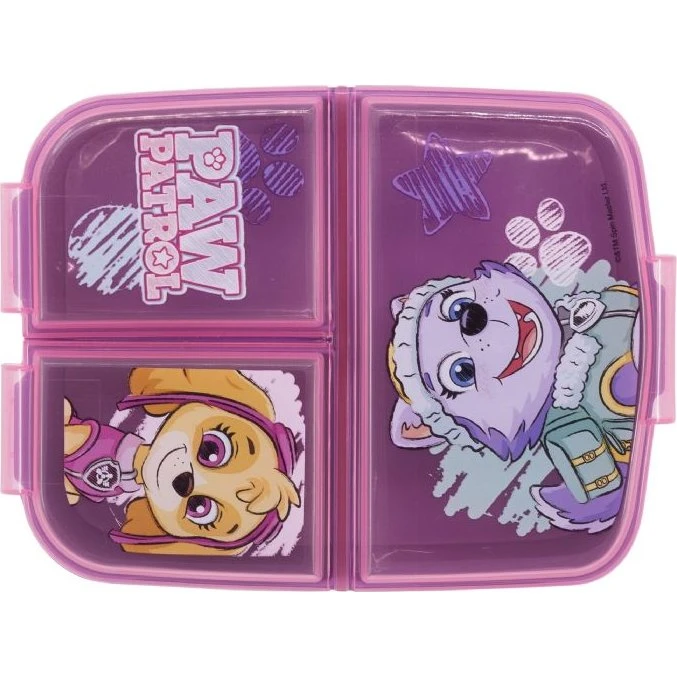 Paw Patrol madkasse til børn – 3 rum, lyserød (Skye & Everest)