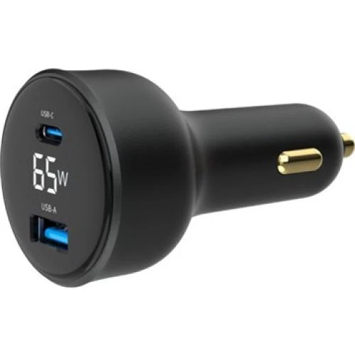 Gembird Bilstrømsadapter 65W med LCD, USB-C PD & Quick Charge 3.0