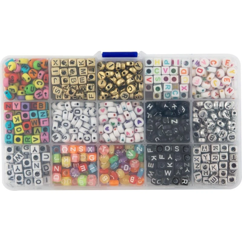 Grafix Letter Beads i opbevaringsboks - 15 designs
