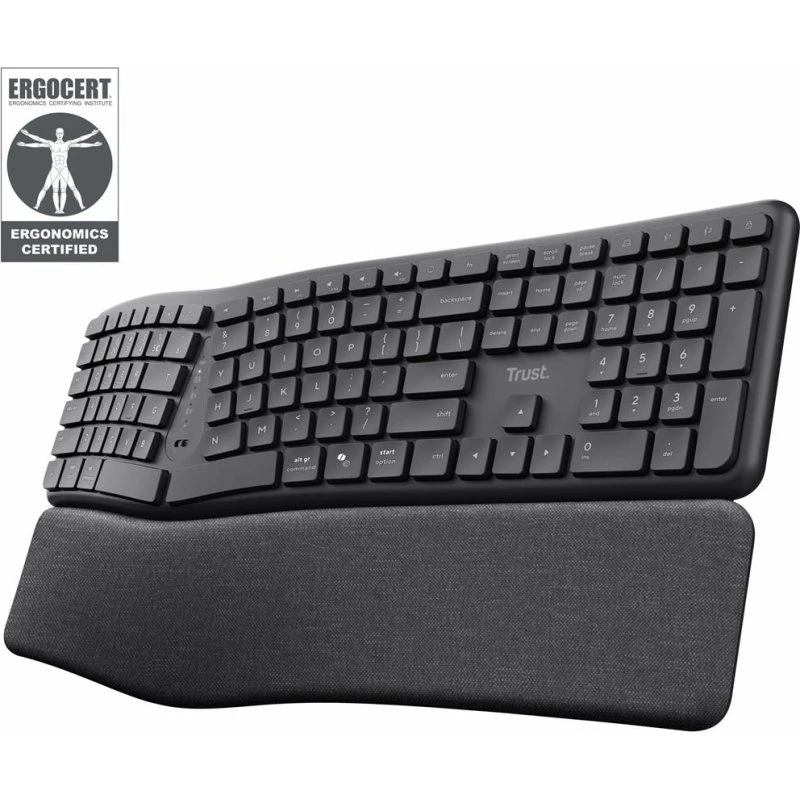 Trust Keyra Ergonomisk Trådløst Tastatur - Sort