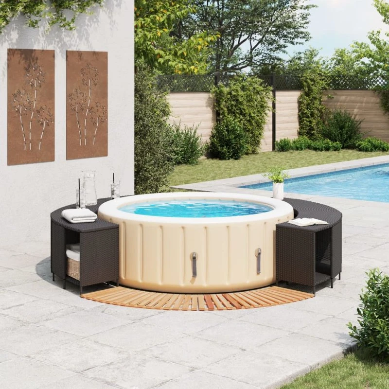 vidaXL Spakant i polyrattan og massivt akacietræ, sort