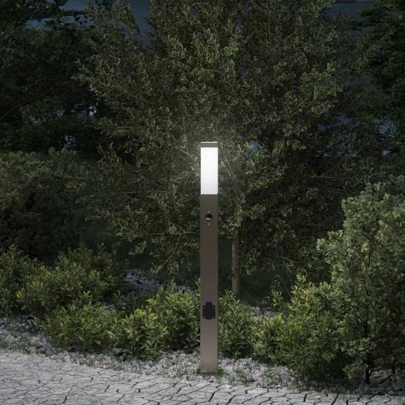 vidaXL Pullertlampe med sensor og stikkontakt, 80 cm, rustfrit stål