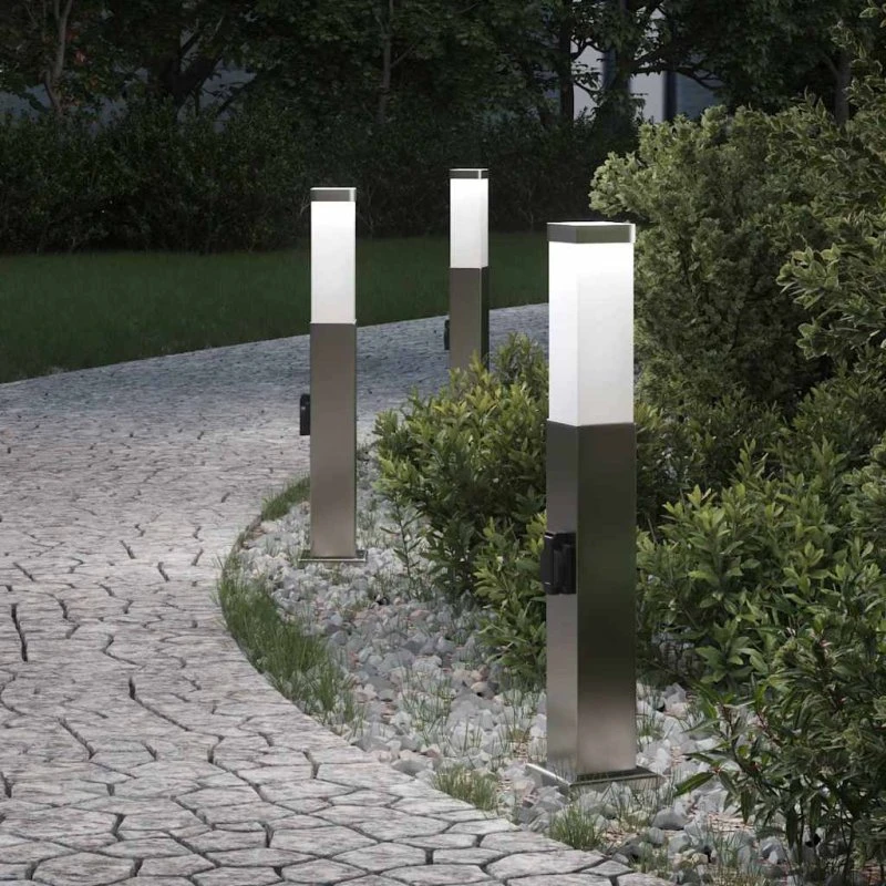 vidaXL Pullertlamper 50 cm i rustfrit stål med stikkontakt (3 stk.)