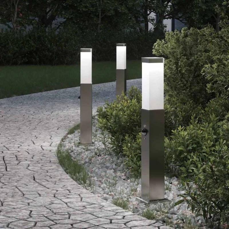 vidaXL Pullertlamper med sensor, 3 stk. 50 cm, rustfrit stål