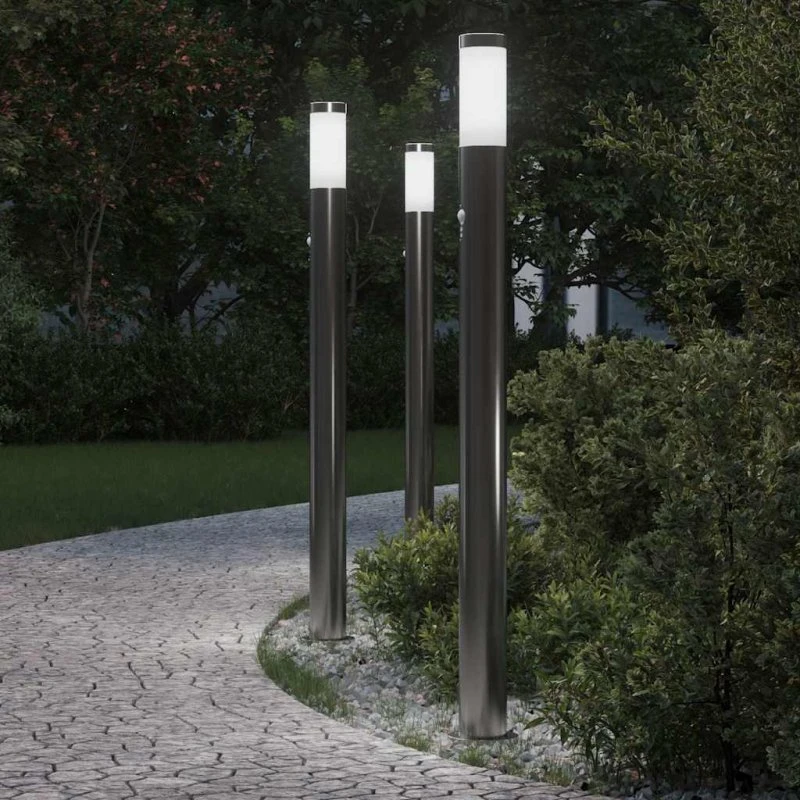 vidaXL Pullertlamper med sensor, 3 stk. 110 cm, rustfrit stål