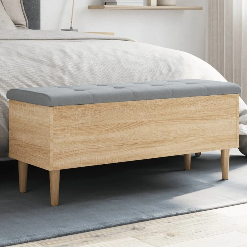 vidaXL Skobænk 102x42x46 cm i sonoma-eg med hynde