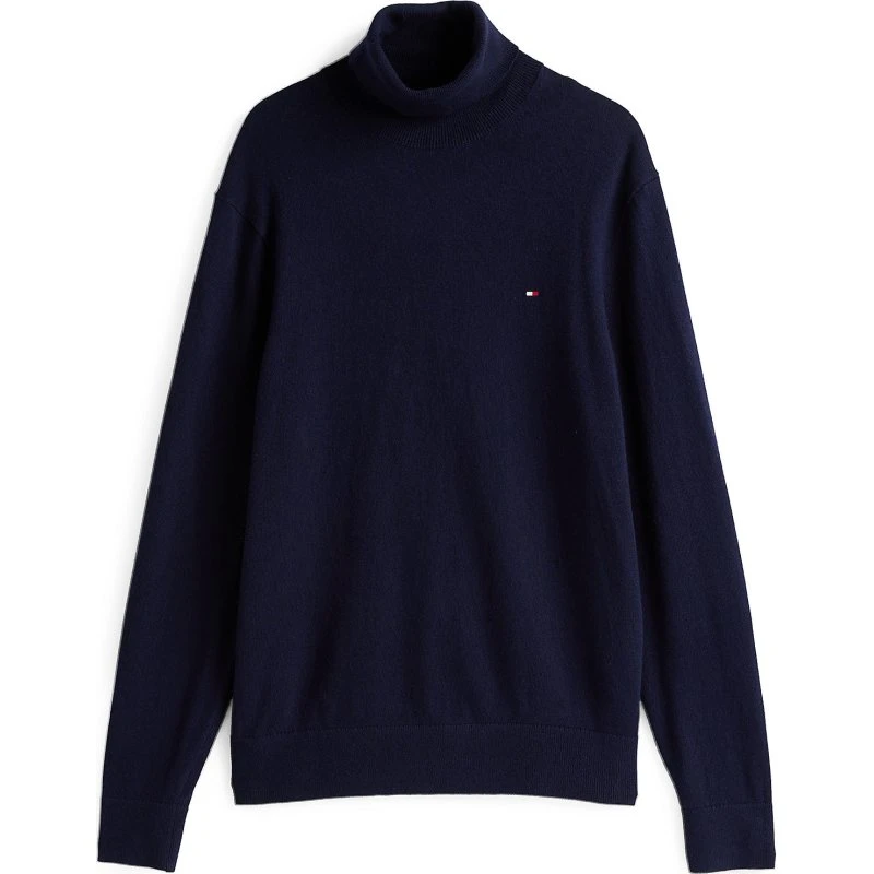 Tommy Hilfiger Rullekrave i Pima-bomuld og Cashmere - Navy/Rød/Hvid