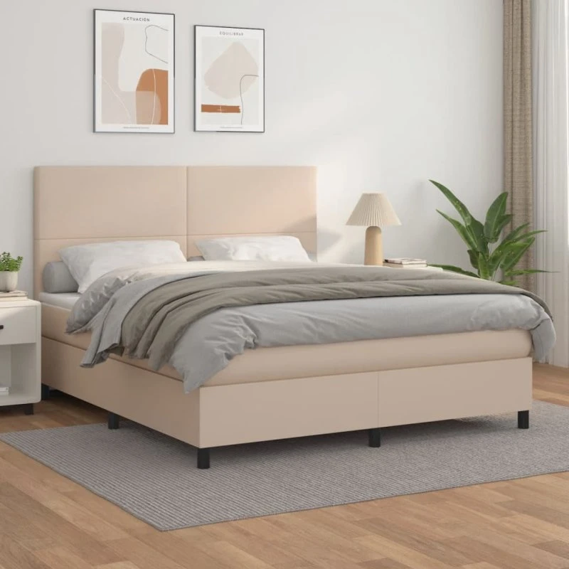 vidaXL kontinentalseng 180x200 cm i cappuccino kunstlæder