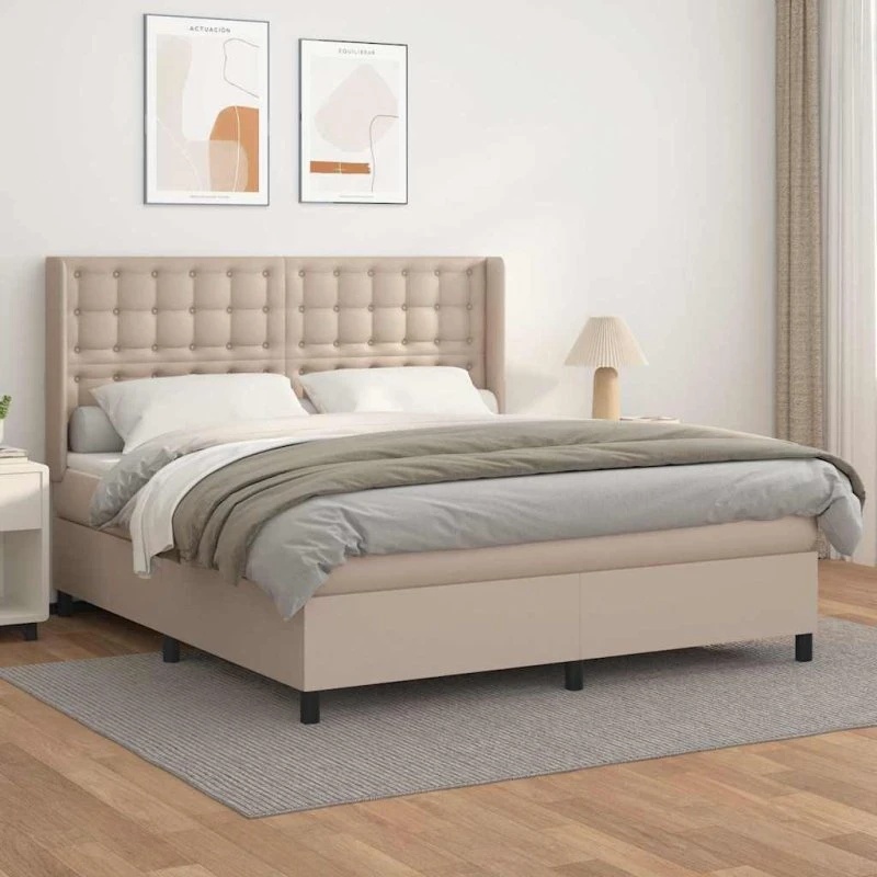 vidaXL Kontinentalseng 180x200 cm i cappuccino kunstlæder