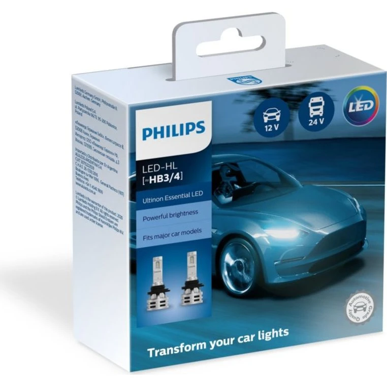 Philips Ultinon Essential LED HB3/HB4 Forlygtepærer - 2 stk.