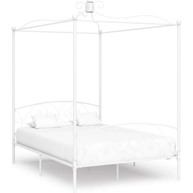 vidaXL Himmelseng i metal 120 x 200 cm - Hvid