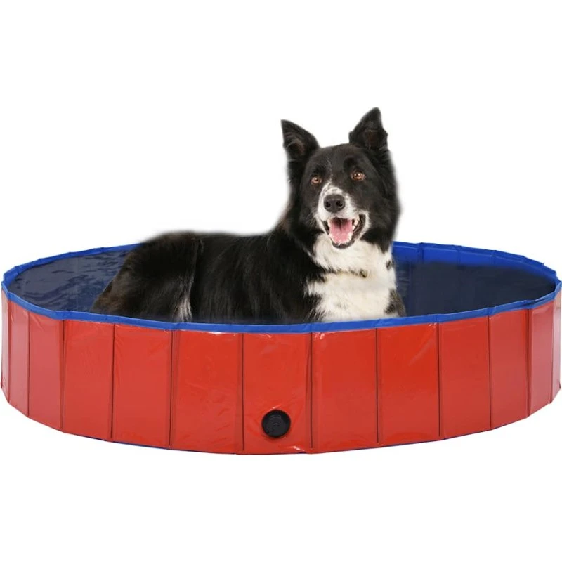 vidaXL foldbart hundebassin 160 x 30 cm rød