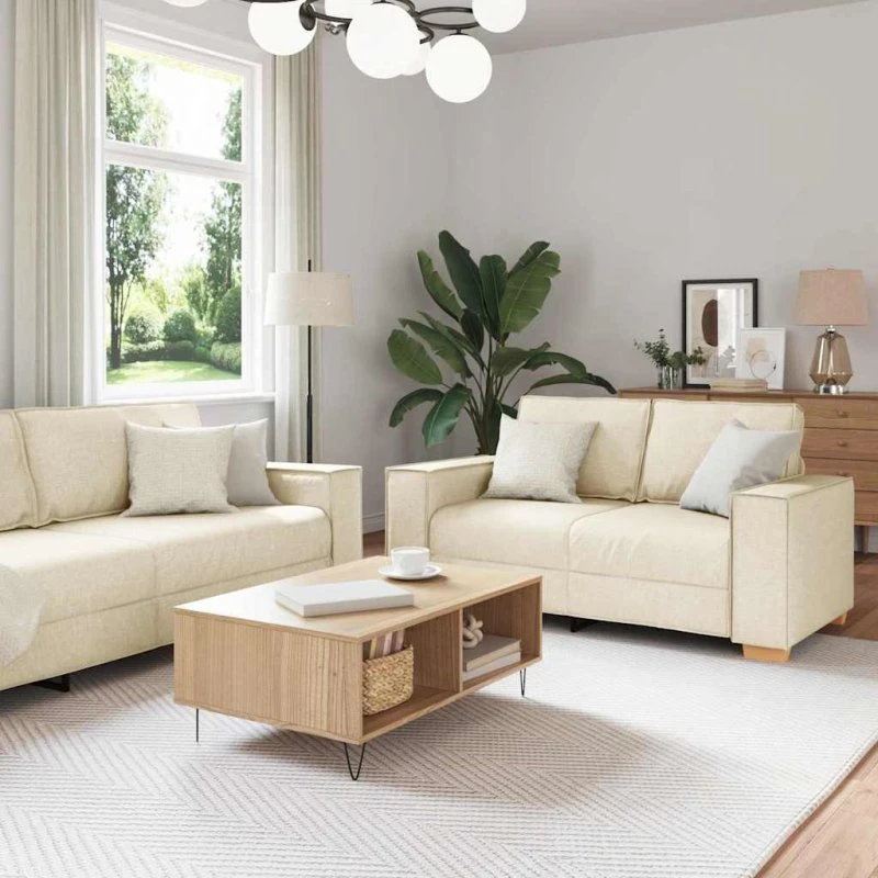 vidaXL Sofa Sæt 3 stk. i beige linned-blandet stof